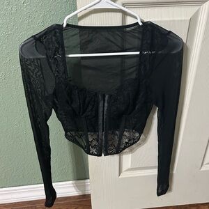 Elegant Black Lace Crop Top
